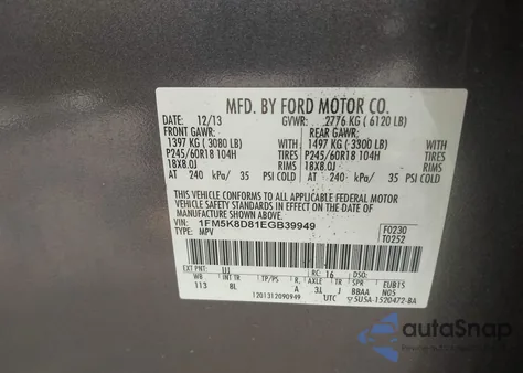 2014 Ford Explorer Xlt from USA, damaged, VIN 1FM5K8D81EGB39949